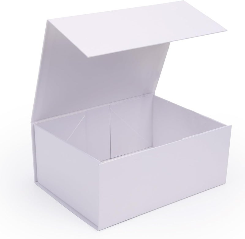 Ditwis 9.5x7x4 Inches Gift Box with Magnetic Closure Lid, White Magnetic Box for Wedding, Groomsmen Bridesmaid Proposal, Birthdays, Mother's Day, 1 Pack - Image 1